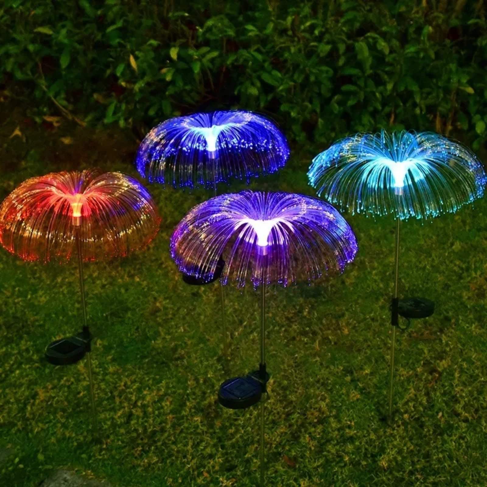Led Solar Lights Garden Decoration Colorful Fiber Optic Jellyfish ...
