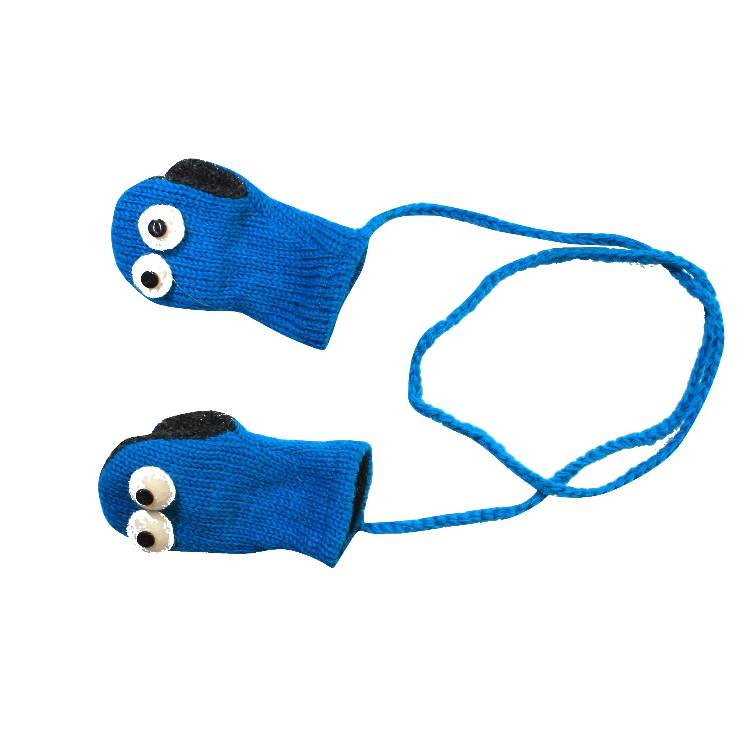 Blue Woolen Puppet Gloves For Kids