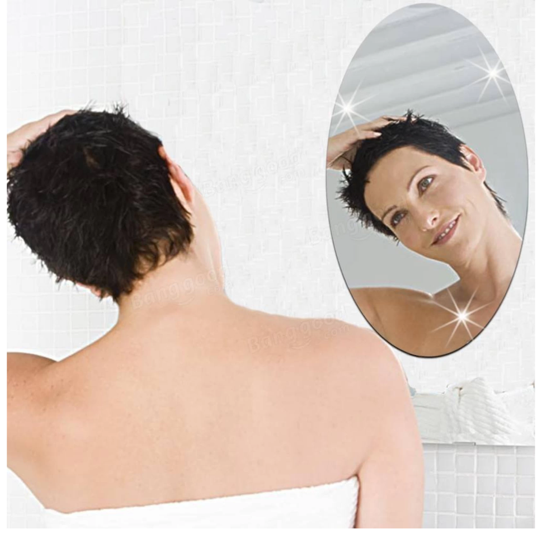 Oval Shape Self Adhesive Wall Sticker Mirror (NonGlass) Unbreakable