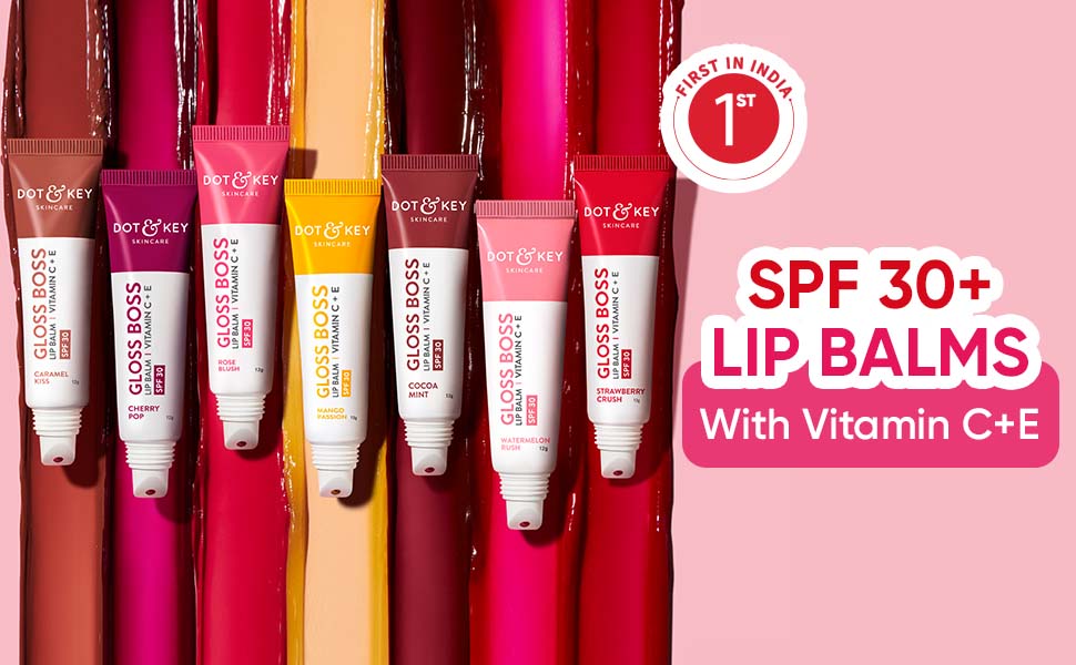 Dot & Key Gloss Lip Balm With vitamin C + E SPF 30 (Strawberry Crush) 12gm 