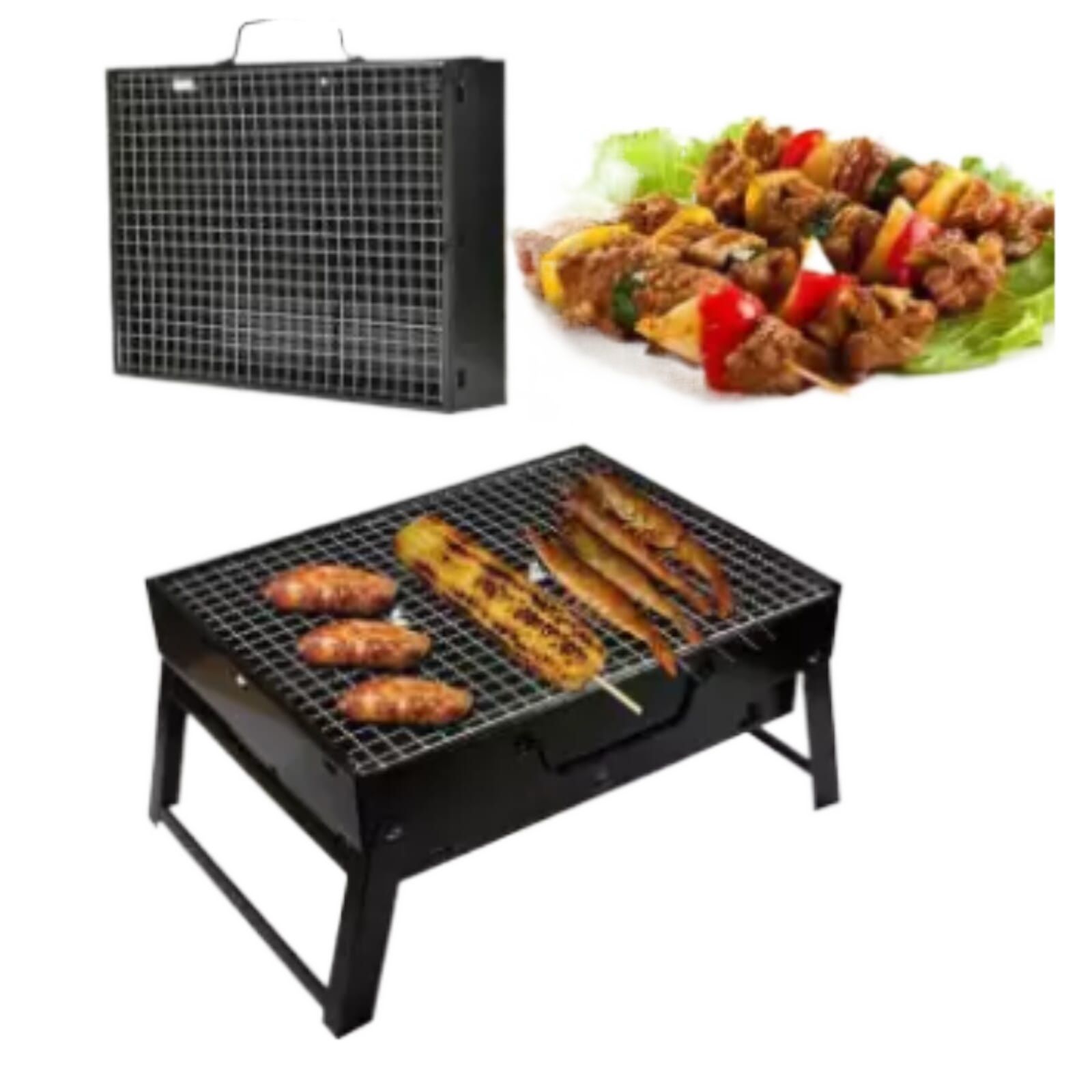 Black Steel Collapsible Barbecue Oven Household/Outdoor Barbecue Grills Portable
