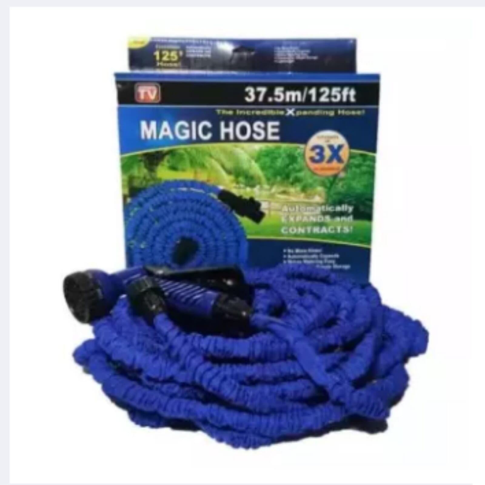 125FT Magic Horse Pipe 3X Expandable Garden Spray Pipe With Spray Gun and Adjust