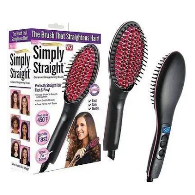 Simply Straight Ceramic Electric Digital Hair Straightener Brush