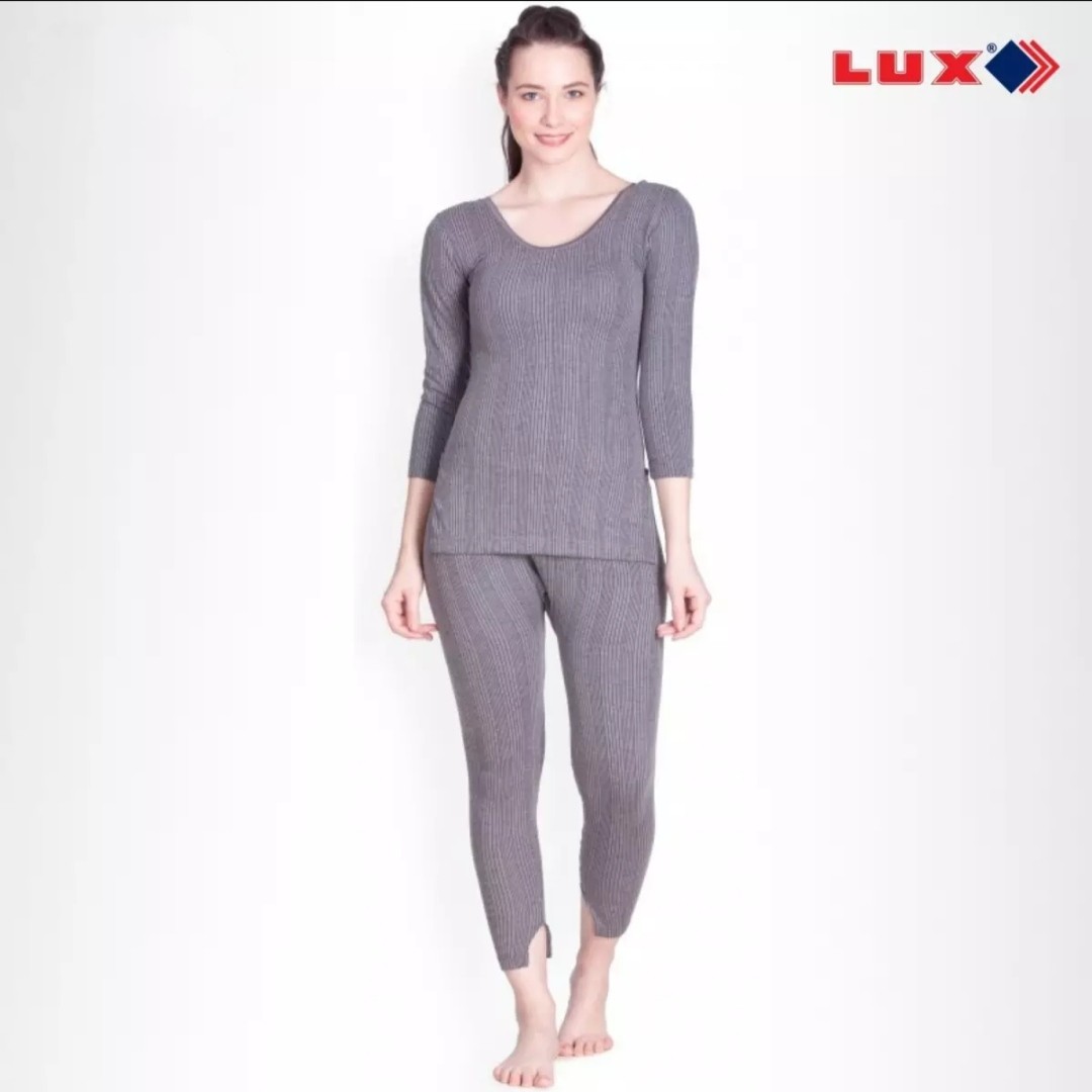 Buy Lux Inferno Women's Cotton 3/4 Sleeves Inner Thermal Set of Upper and  Lower (198124, Grey, 105 cm) at