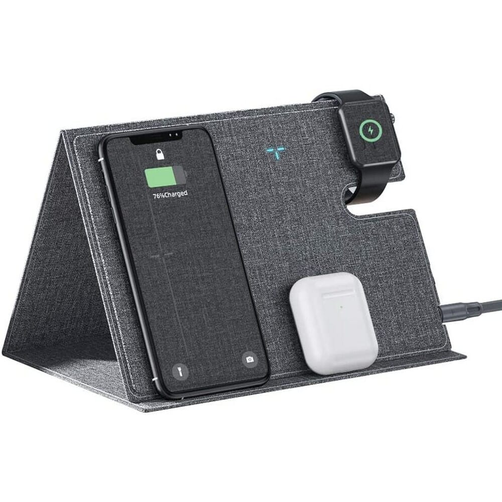 Rock Leather 3 in 1 Wireless Charger