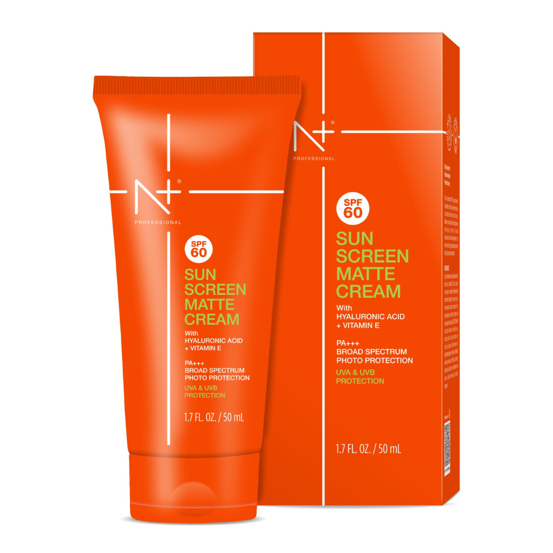N+ Professional Sunscreen SPF 60 (UVA/UVB) Matte Cream with Hyaluronic Acid + Vitamin E - 50ml