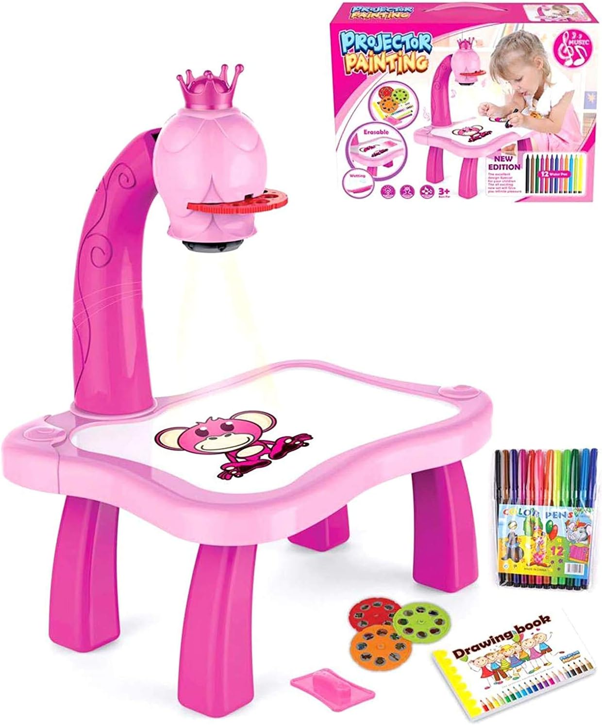 LED Projector Drawing Table for Kids | Erasable Writing & Painting Board | Creative Art & Learning Toy