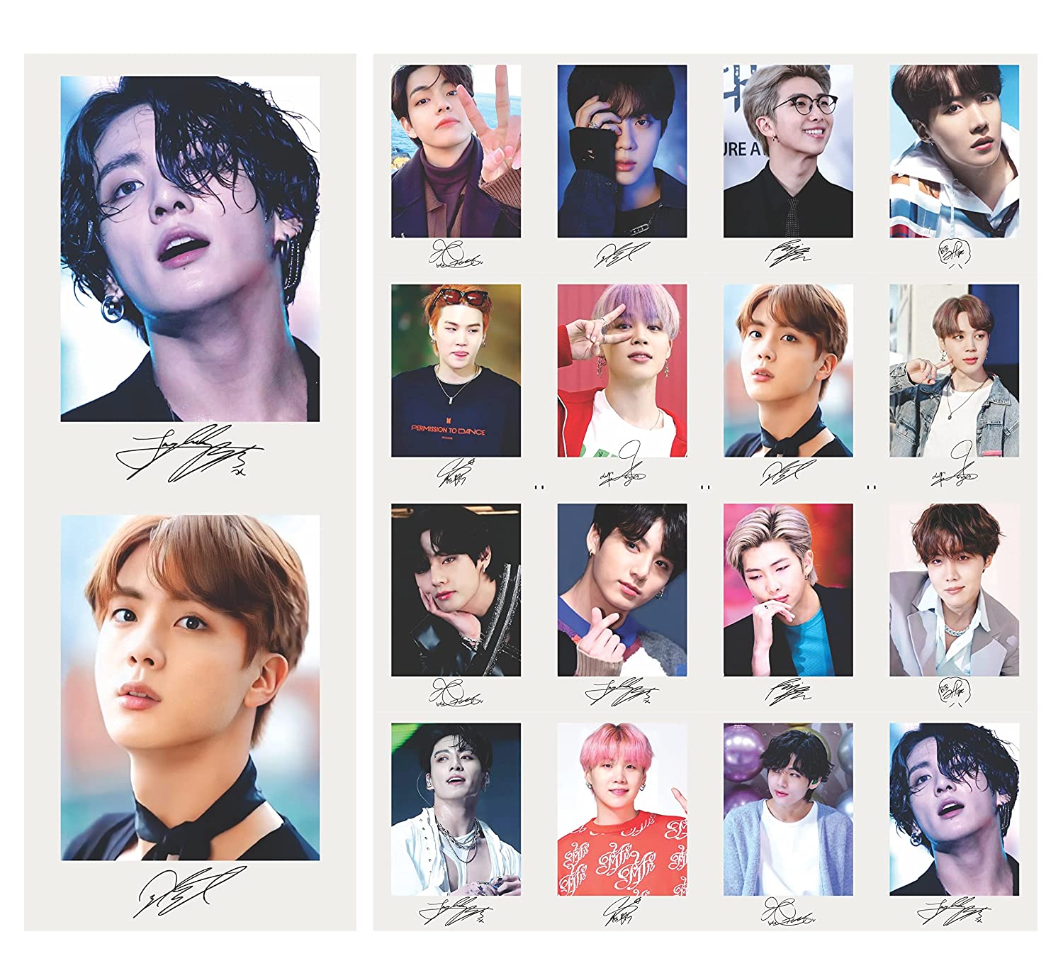 BTS 2022 (Pack of 16) All Member Autographed Merch and Photocards HD  Quality Lomo Cards (3 x 4 inches)