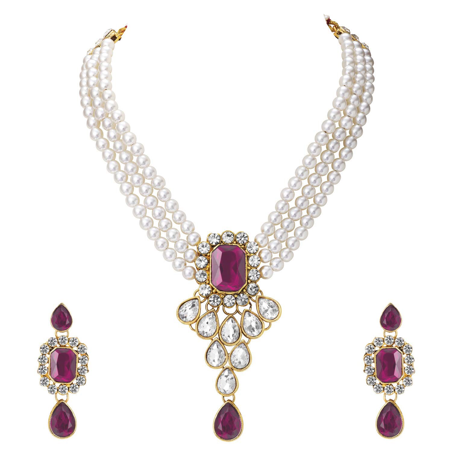 Aheli Rani Pink Crystal Pearl Choker 