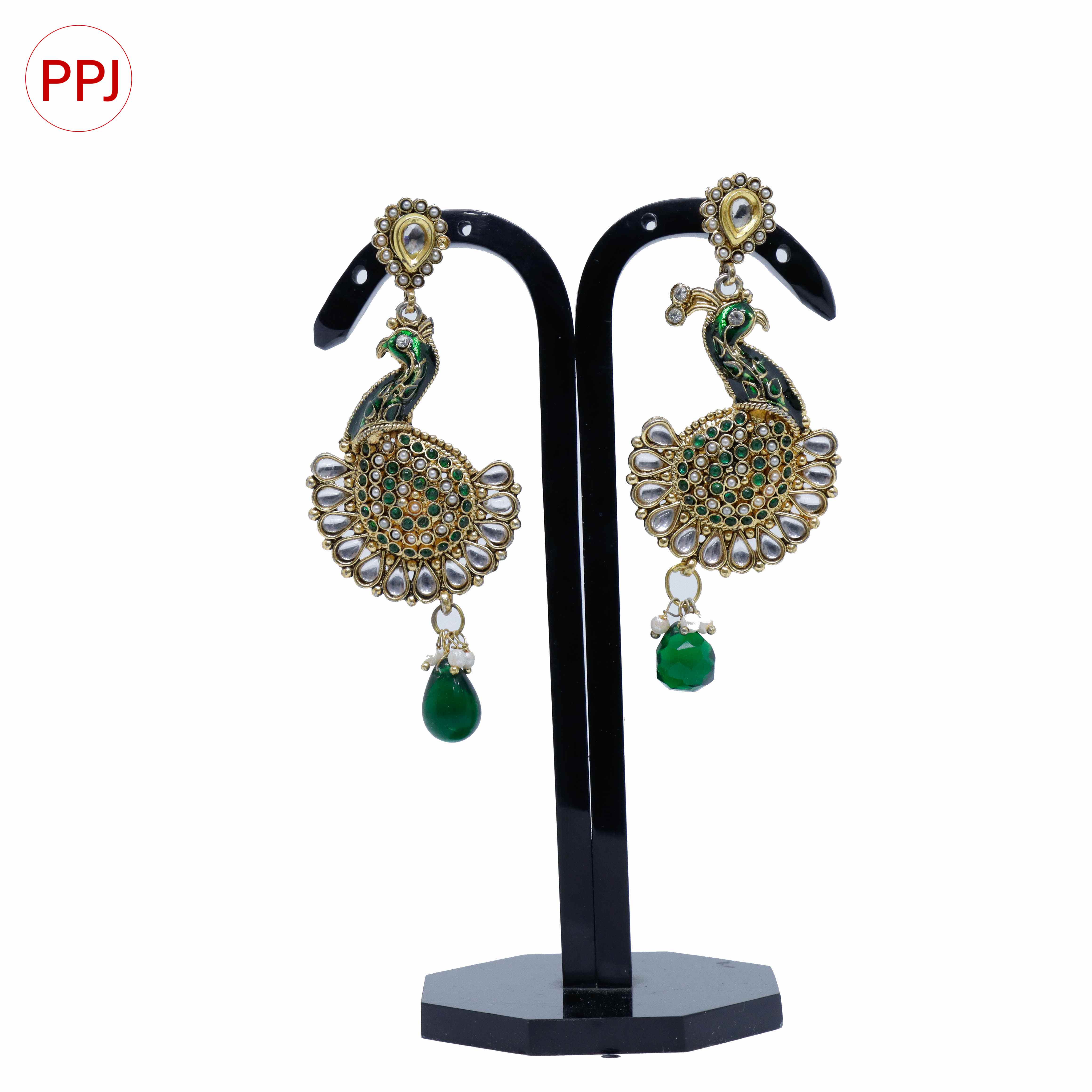 Ppj Collection Rajashree Gold Played Colourful Stone Multi Colour