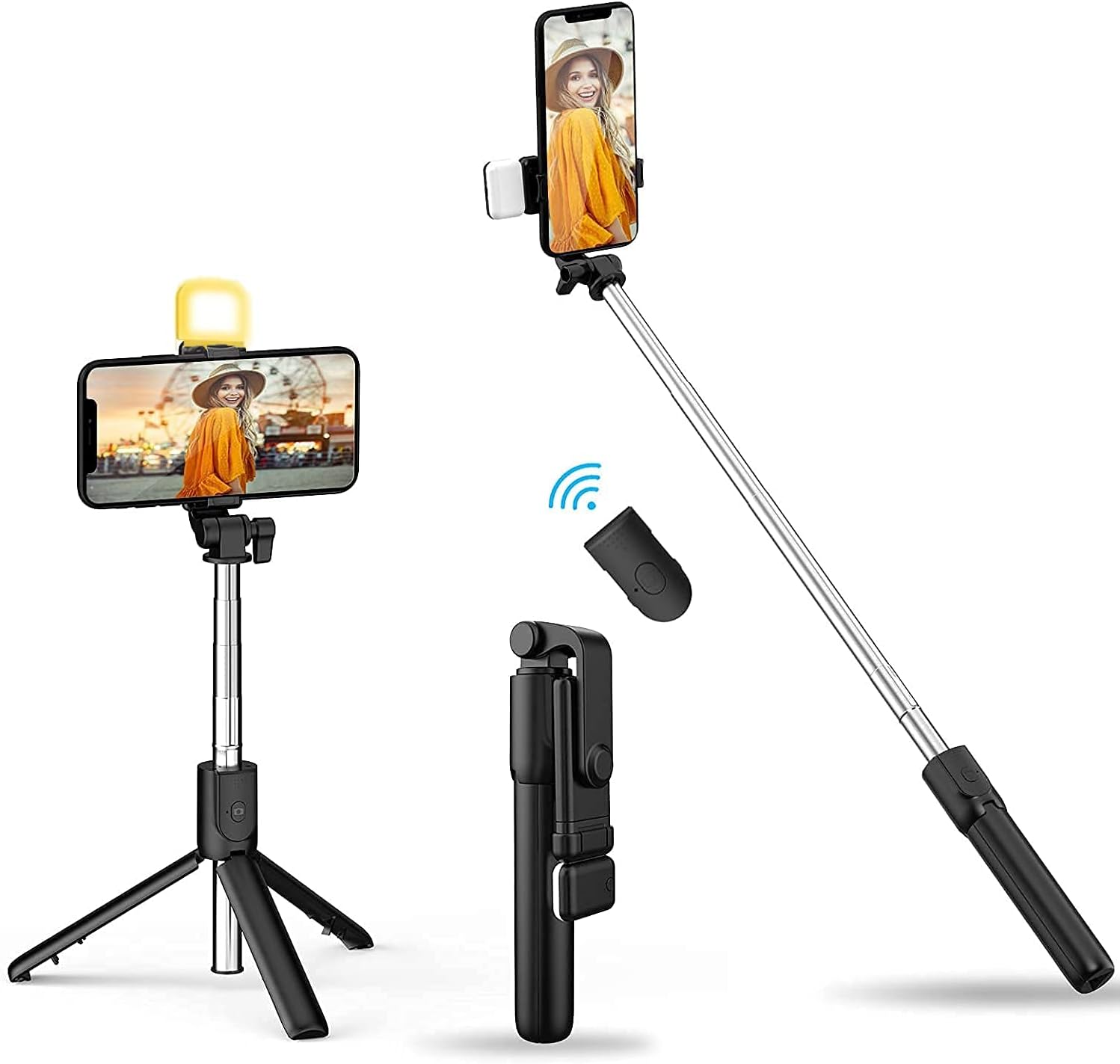 3 in 1 Extendable Selfie Stick With Wireless Remote & Tripod Stand 360° Rotations