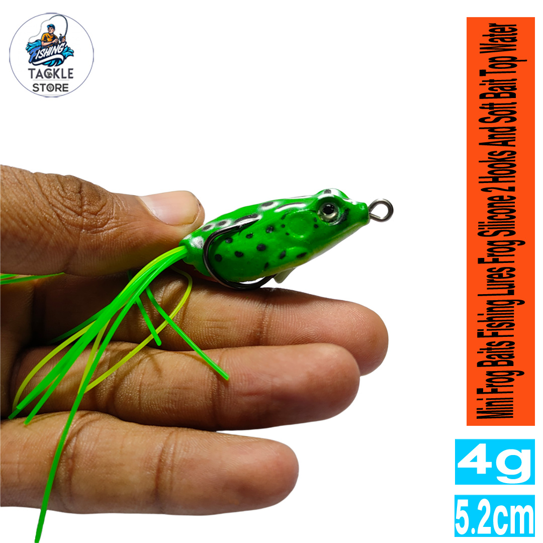 4cm 5.2g Mini Frog Baits Fishing Lures Frog Silicone 2 Hooks And Soft Bait  Top Water Color Sea Green