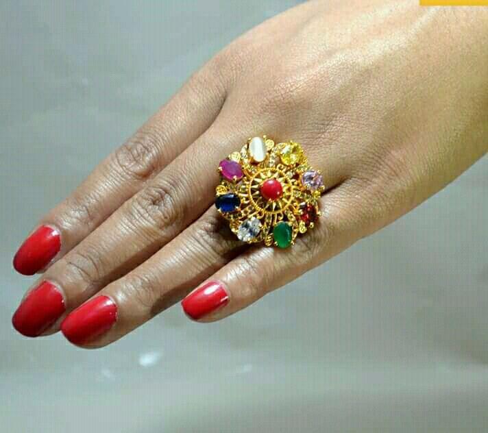 Ladies navaratna online ring designs