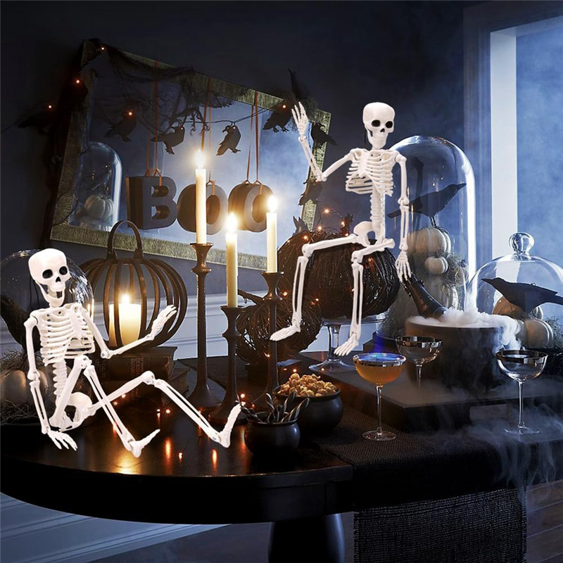 2Pcs Skeleton Halloween Decoration, 16 Inch Full Body Posable Halloween ...