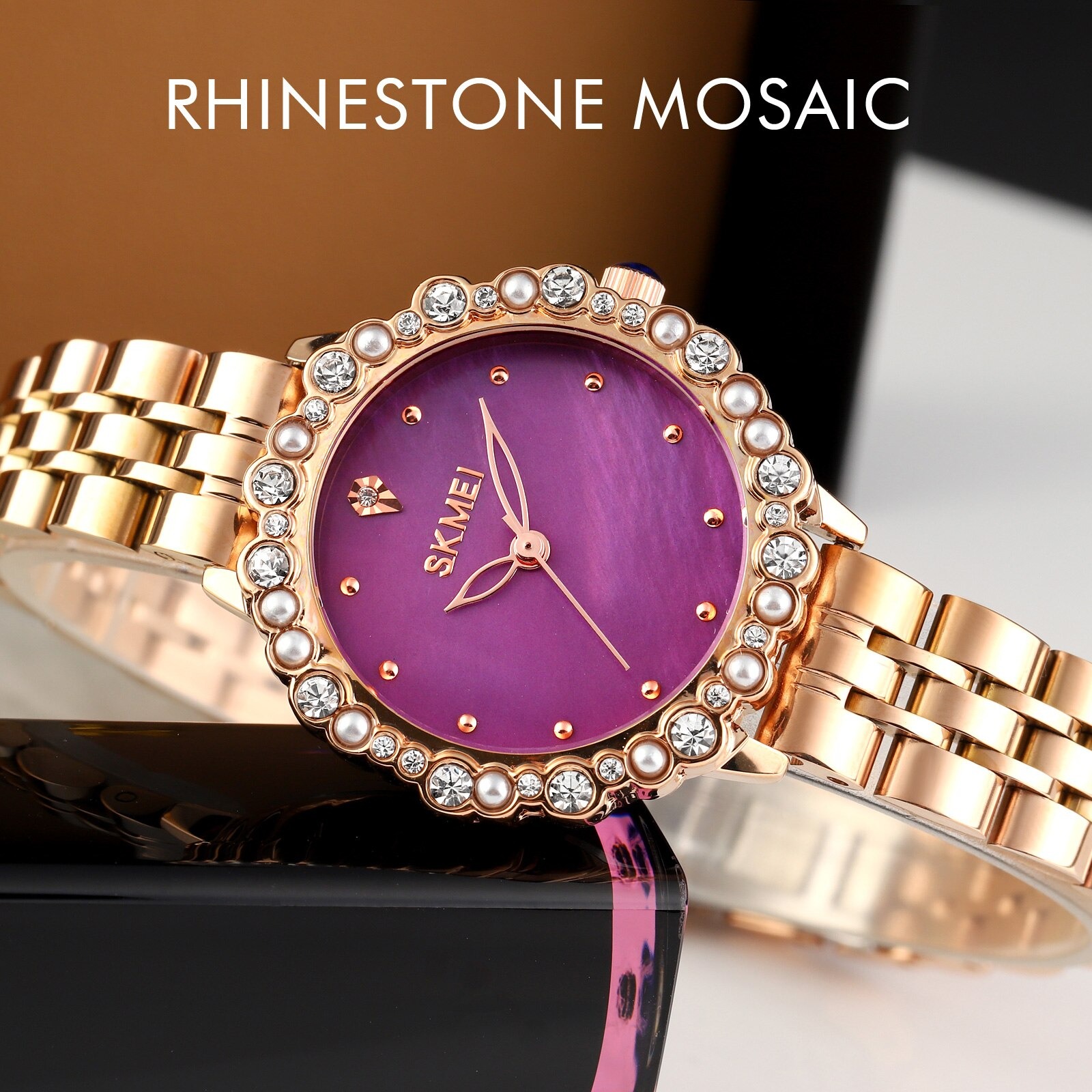 SKMEI 1799 Luxury Rhinestone Ladies Quartz Wrist Watch