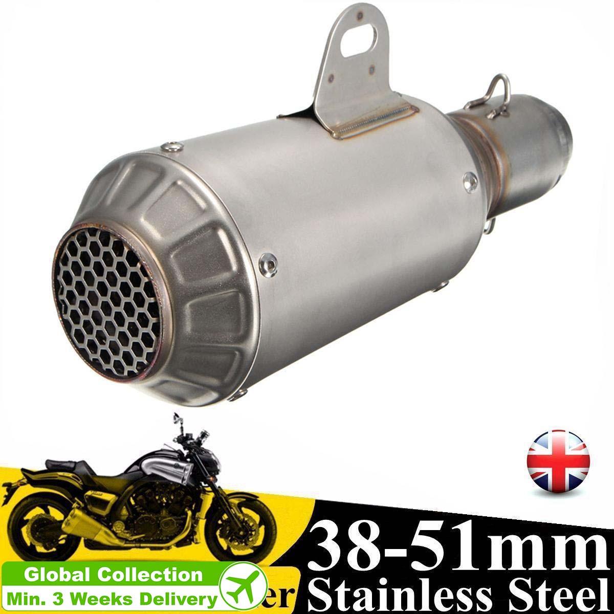 Oeyal Shorty Slip on Exhaust Muffler Stainless Steel Muffler Exhaust Pipe Motorcycle Style A, Silver