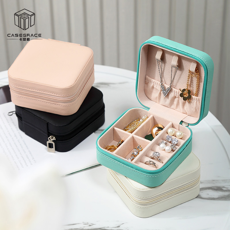 Clear Jewelry Organizer Box With 60 Anti-Tarnish Bags - Portable Travel Case For Earrings & Rings