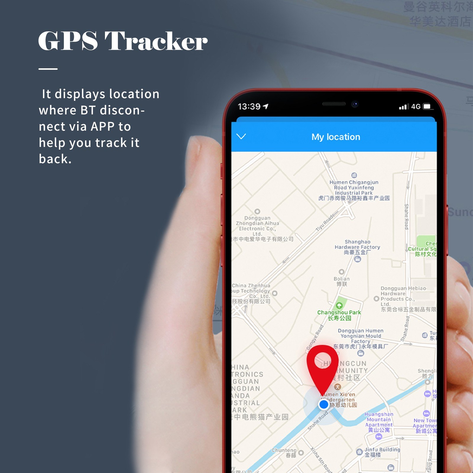 GPS tracker compatible with iOS/Android for pets/keys. 