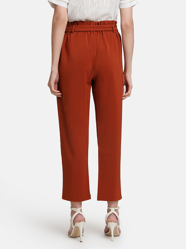 Kazo Rust Paper Bag Trousers With Belt 