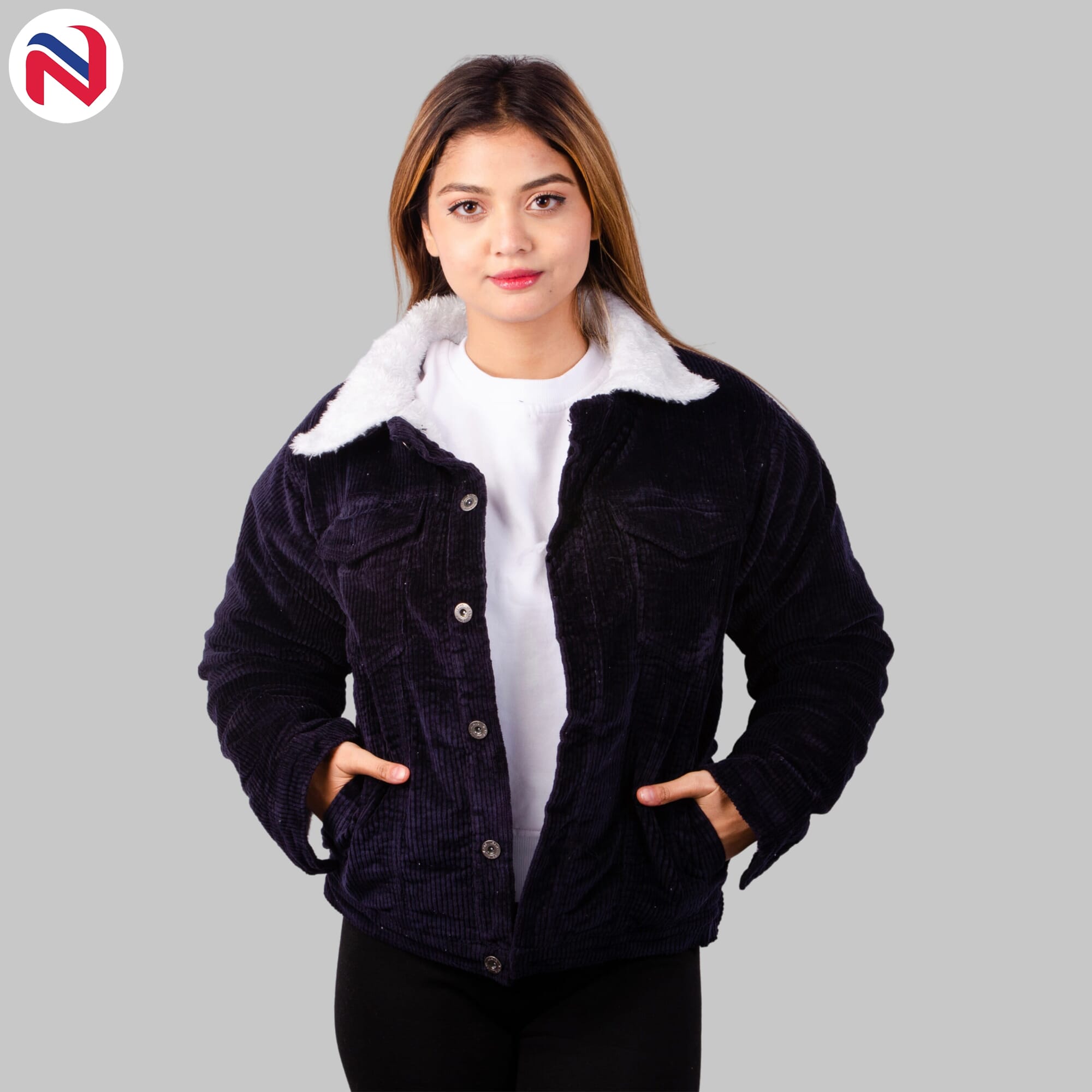 Solid Oversize Cotrise Fur Jacket For 