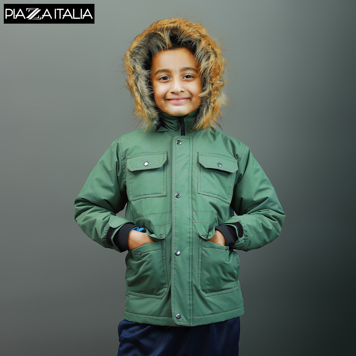 boys green parka coat