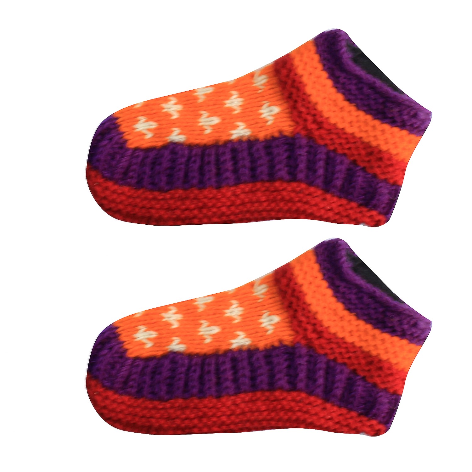Orange/Blue With Multicolor Woolen Ankle Socks