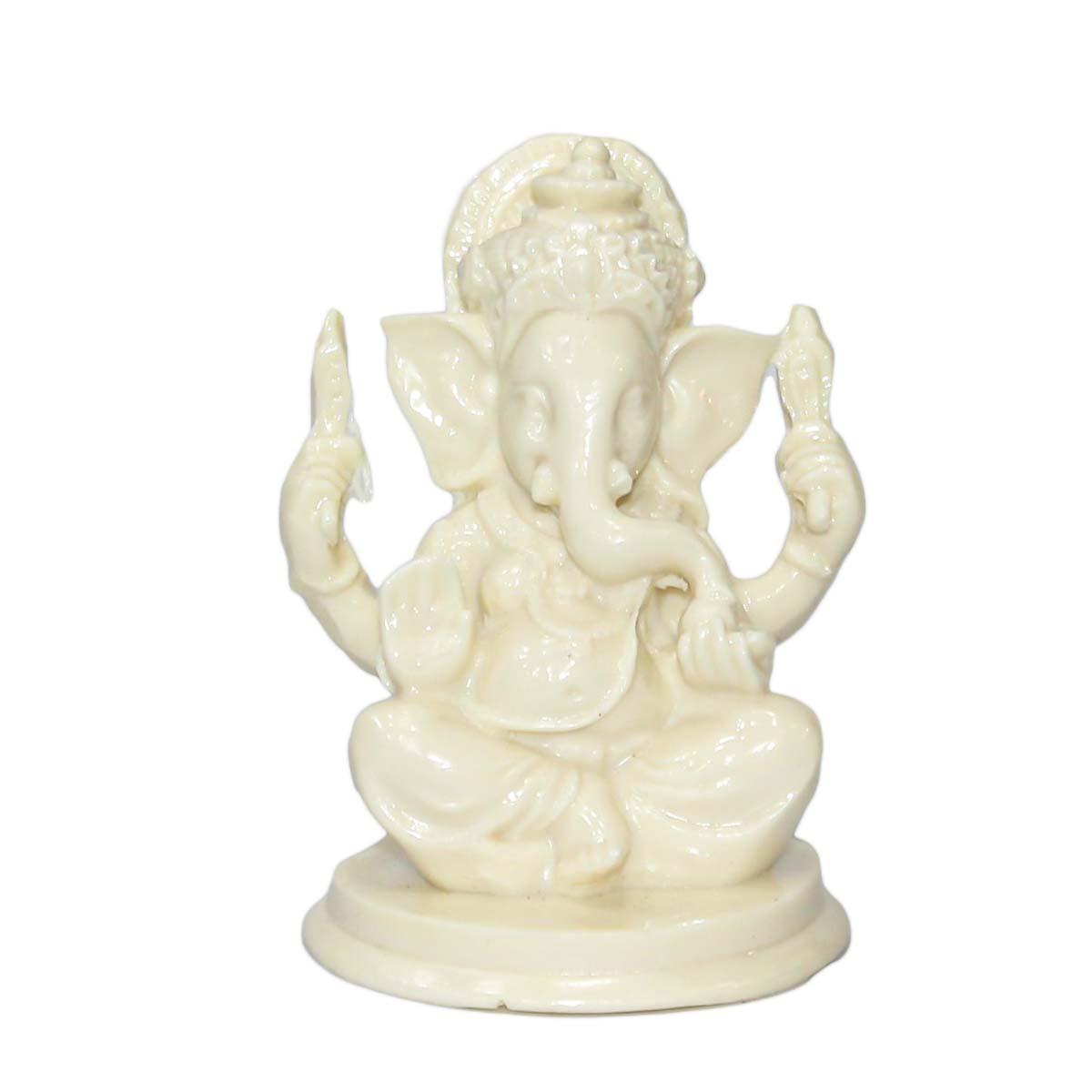 White Ceramic Lord Ganesh Statue - 2 Inches