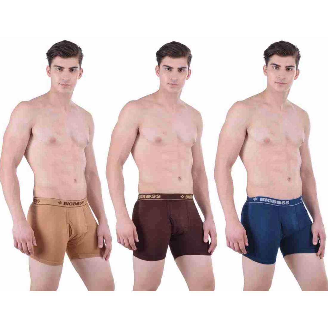 Dollar Bigboss Men Long Cotton Fine Trunk Underwear Pack of 3 (Multi Color)