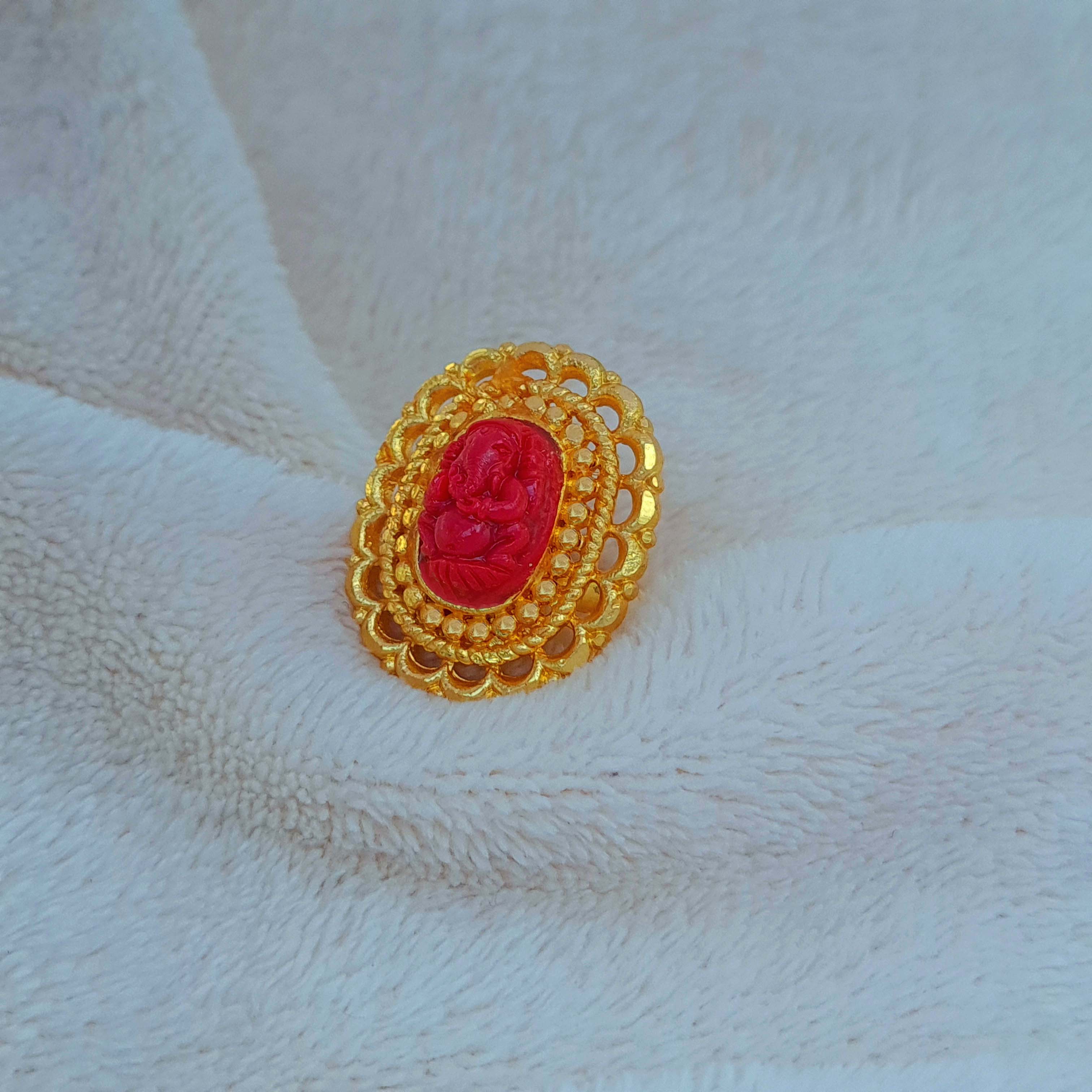 Gold ring with hot sale ganesh muga