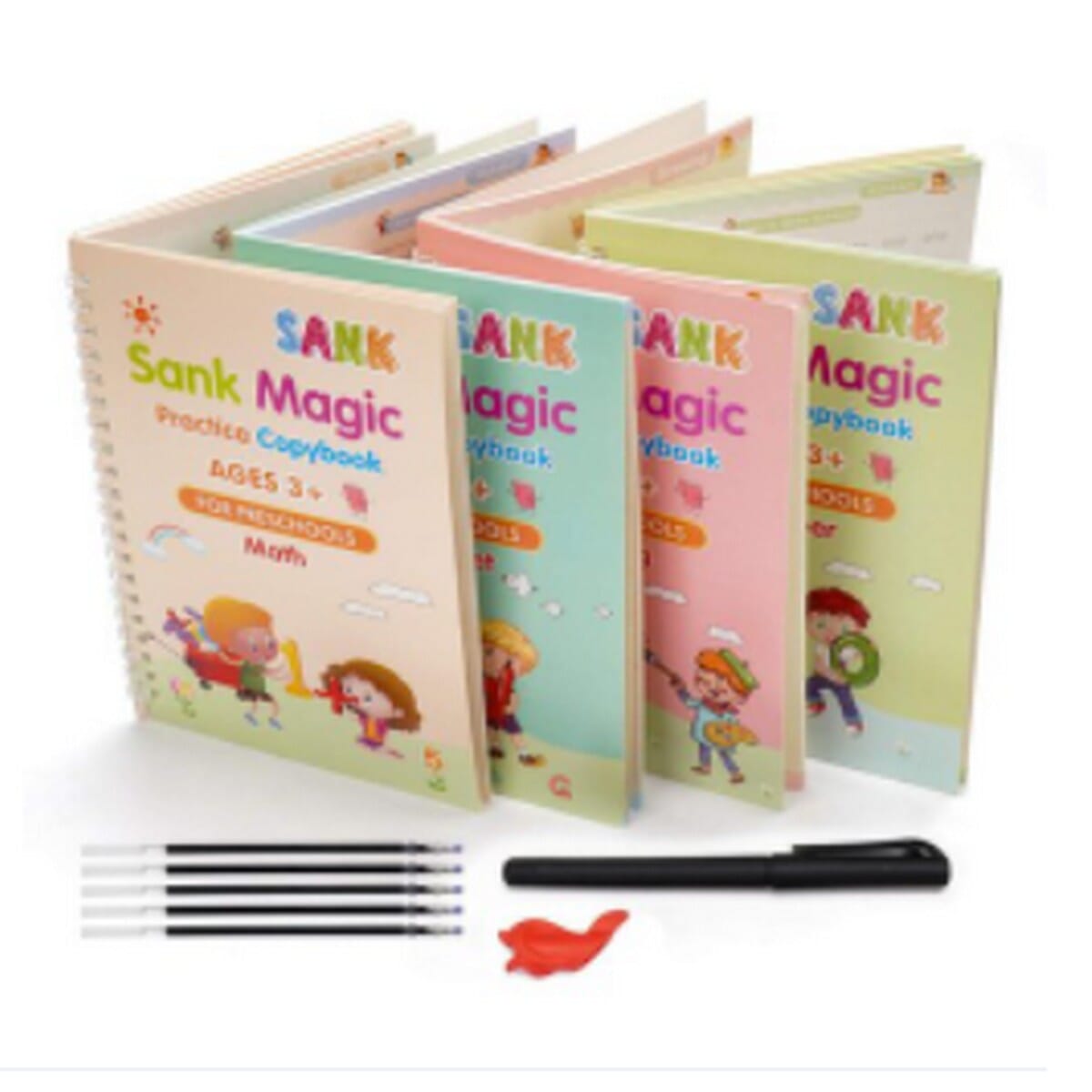 4pcs Sank Magic Practice Copybook English for Kids Reusable Magical Copybook Kid