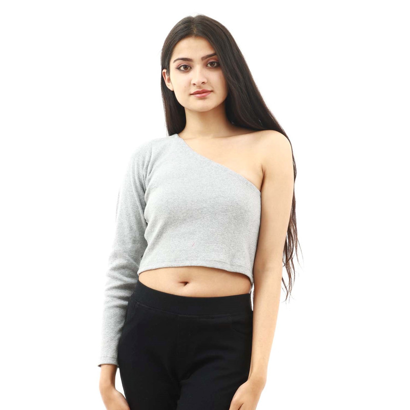 Off The Shoulder Shoulder Crop Tops One Side Drop Shoulder Tops