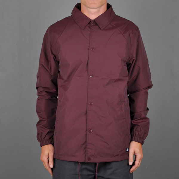 Snap Front Lined Windbreaker Men's Nylon Jacket Burgundy Style