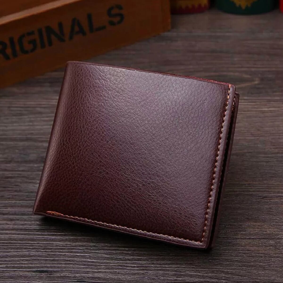 Brown Solid Leather Bifold Wallet For Men- 5 x 4 Inch