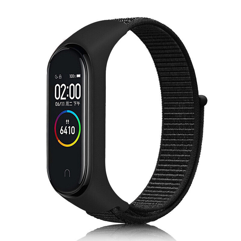 Replacement For Xiaomi Mi Band 3/4/5/6/7 Black Silicone Nylon Sports