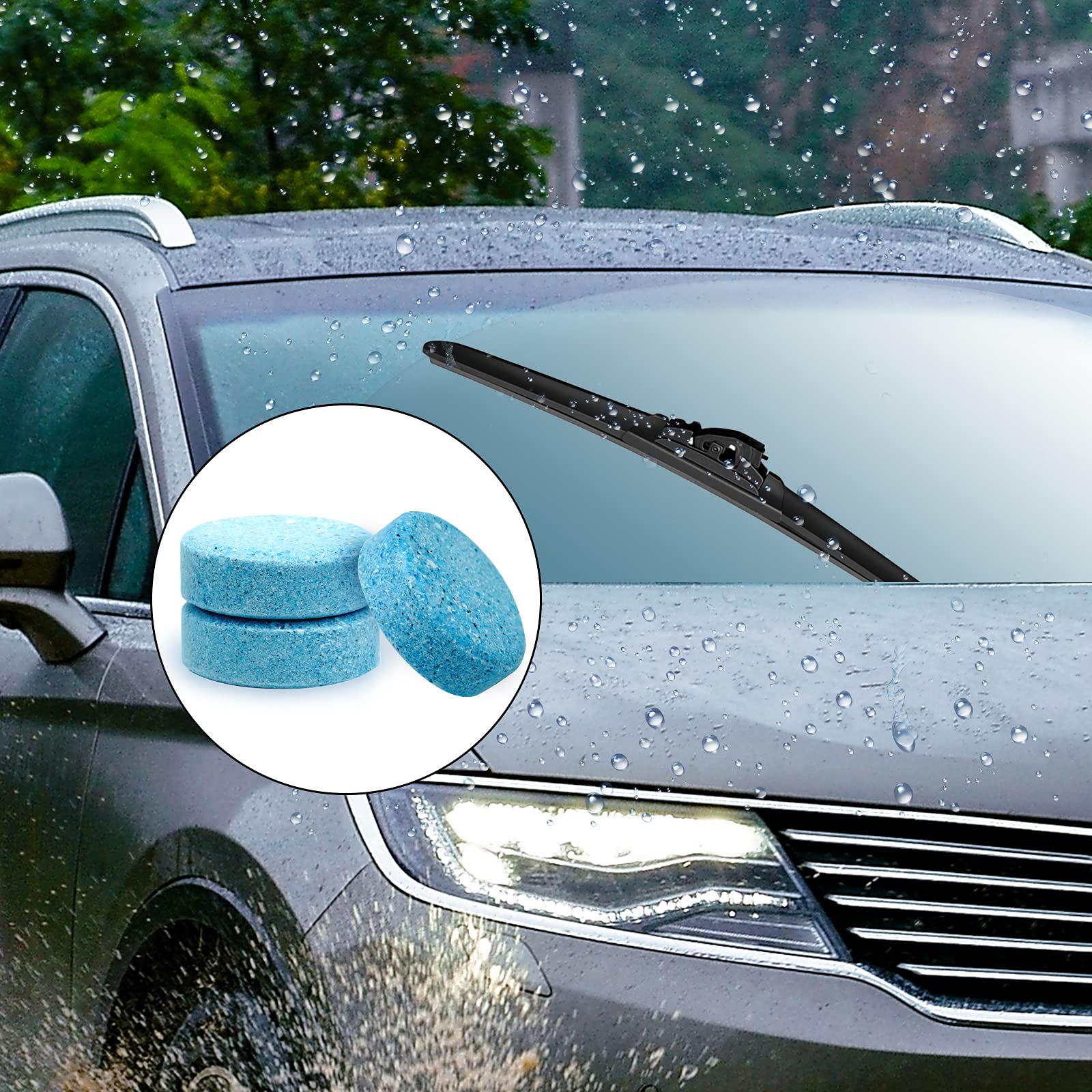 Car Glass Cleaning Kit 10 Effervescent Tablets for Windshield & Window