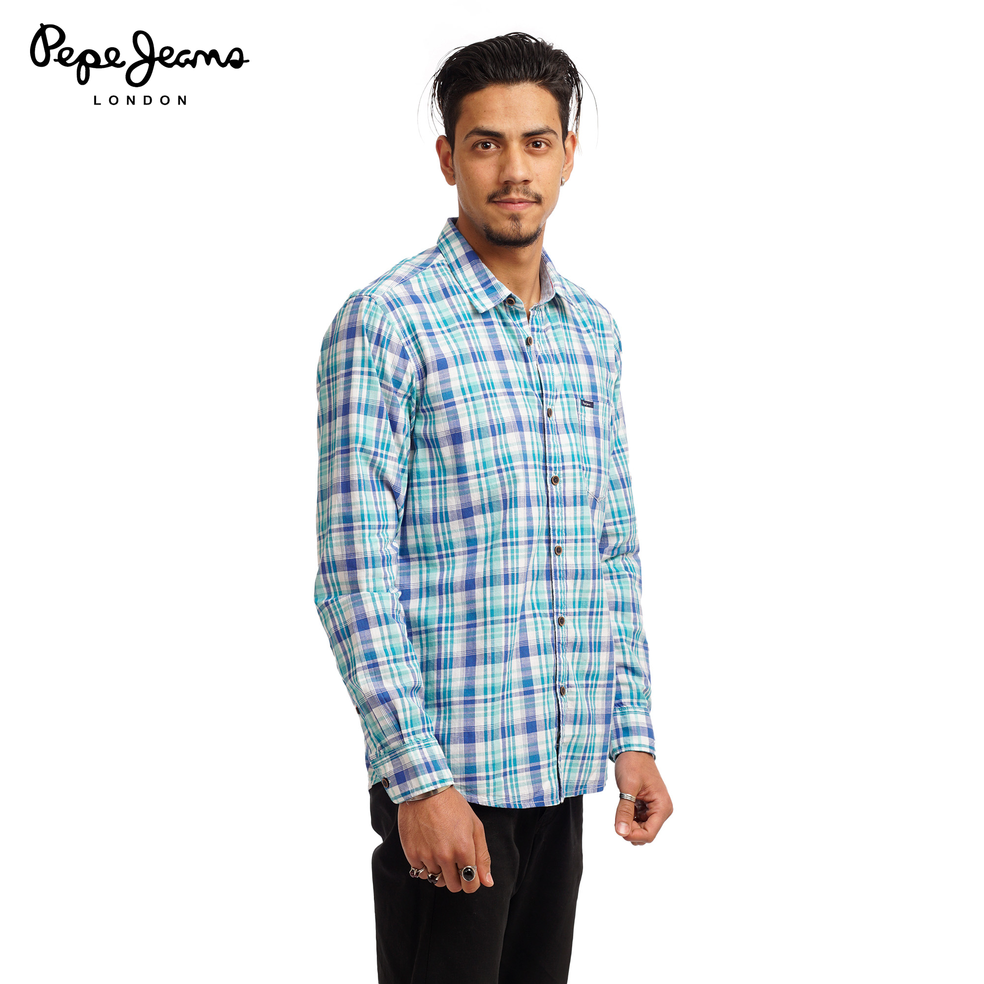 Pepe Jeans Men Blue \u0026 Green Gordon 