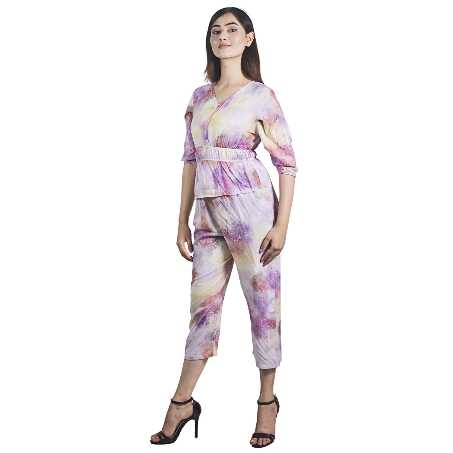 Floral Printed Quarter Pant And T-shirt Combo Summer set By Arushi