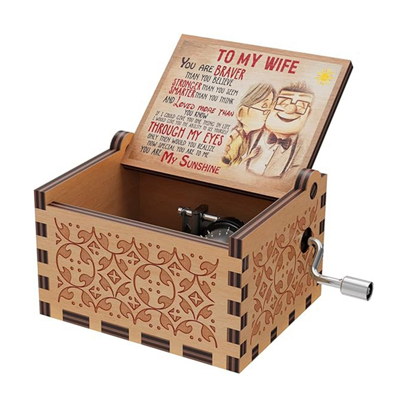 Wood Color Sewing Clockwork Music Box Vintage Mini For Table Decoration