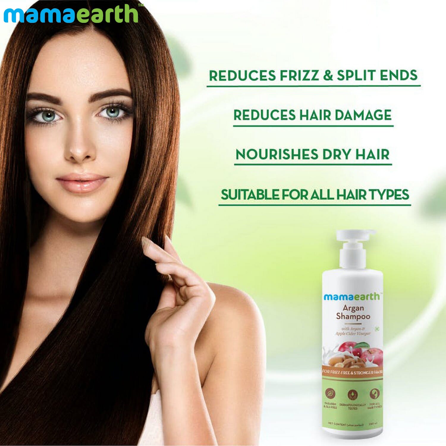 mamaearth Argan Shampoo With Argan & Apple Cider Vinegar for Frizz-free & Stronger Hair - 250 ml