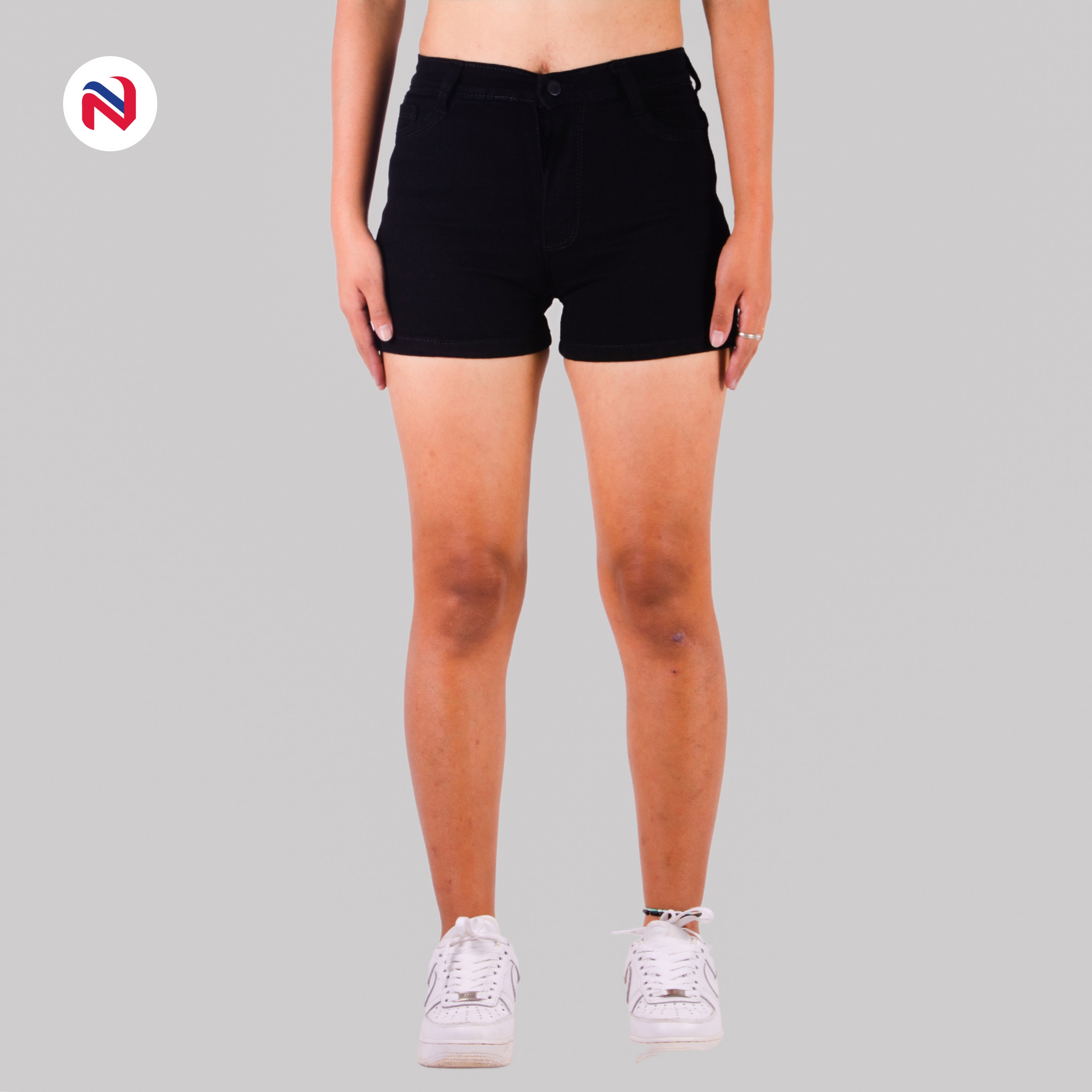 Nyptra Black Stretchable Denim Shorts 