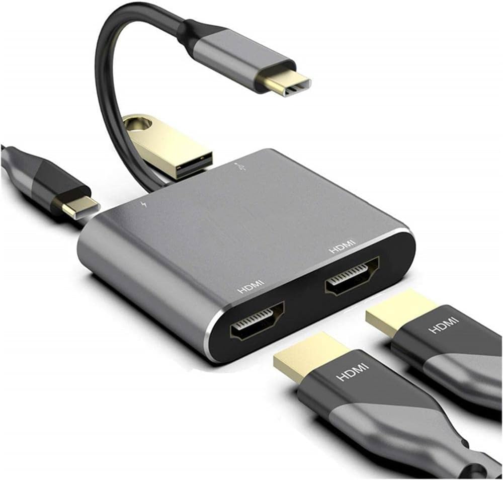 in USB Type C To Dual HDMI Adapter 4K, USB+PD Charging+2 HDMI