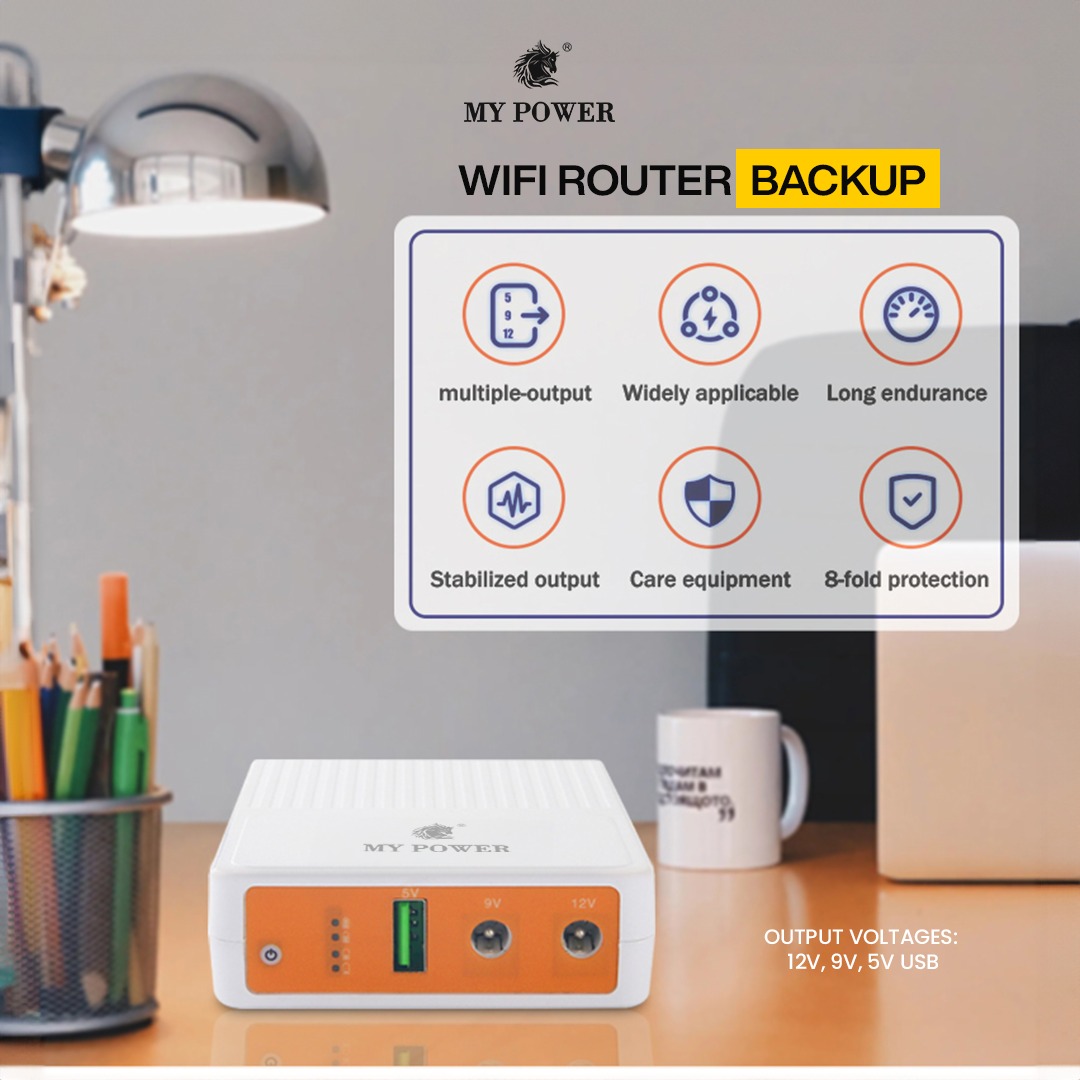 MYPower Router Backup | UPS For Router 12V & 9V | Mobile PowerBank with ...