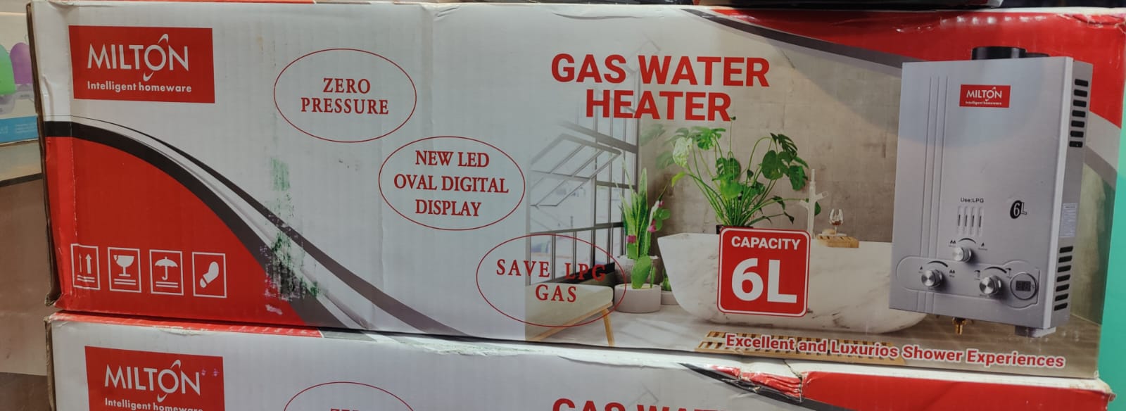 Milton Instant Gas Gyser 6L (LPG) With Digital Display , Water Heater For  Home