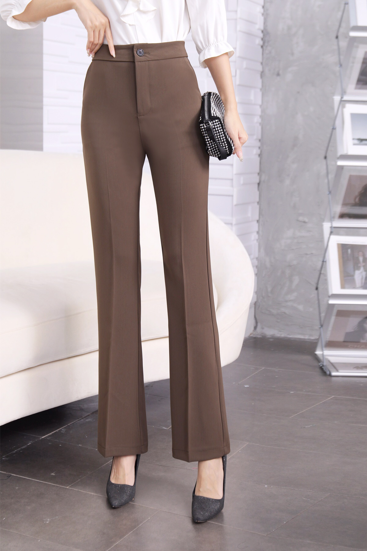 Professional Business Formal Pants for Women Black Beige Color Clothes  Trousers Autumn Winter Office Work Pants Female 2021
