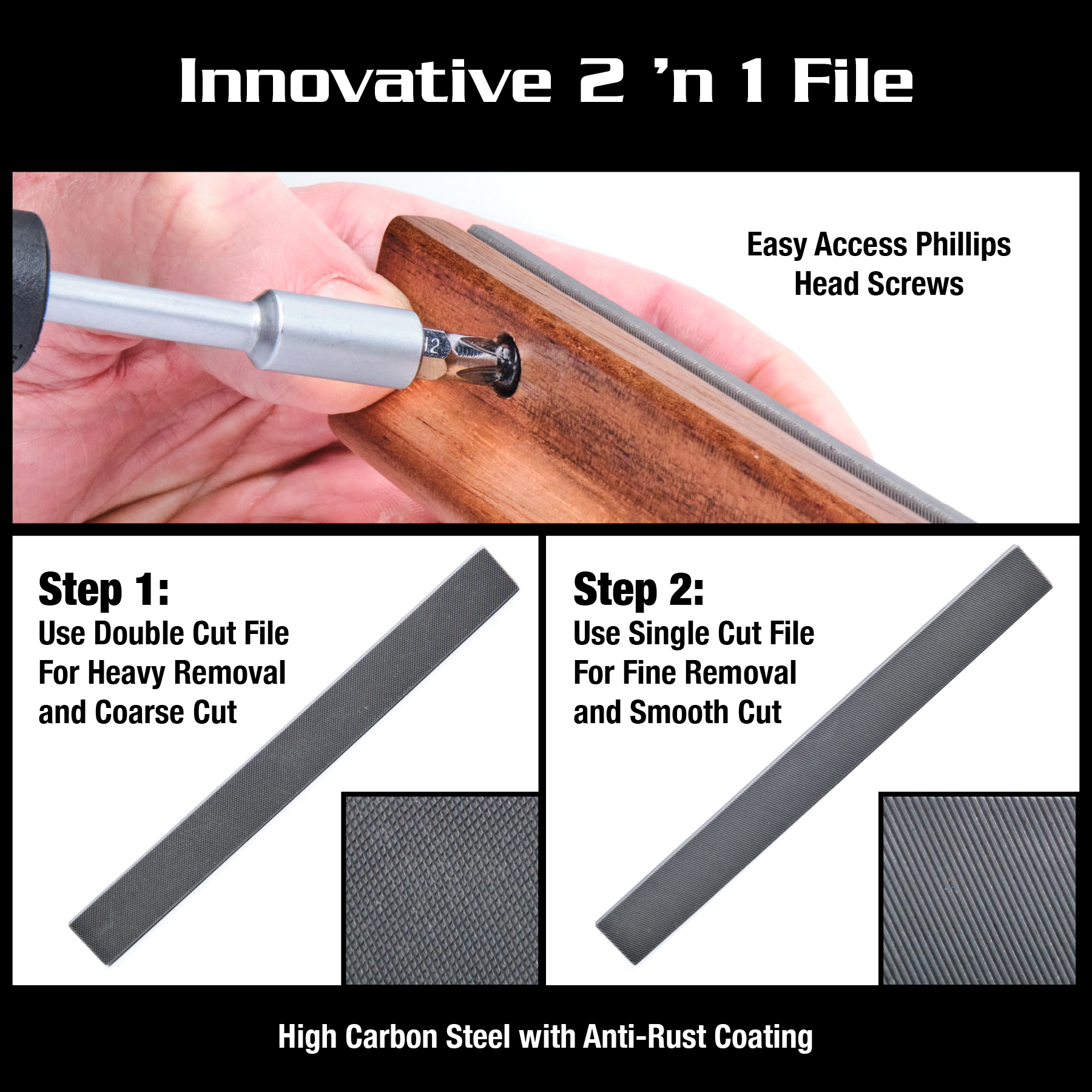 Music Nomad 2 ‘n 1 Fret Beveling Replacement File for MN831 B-File - MN832
