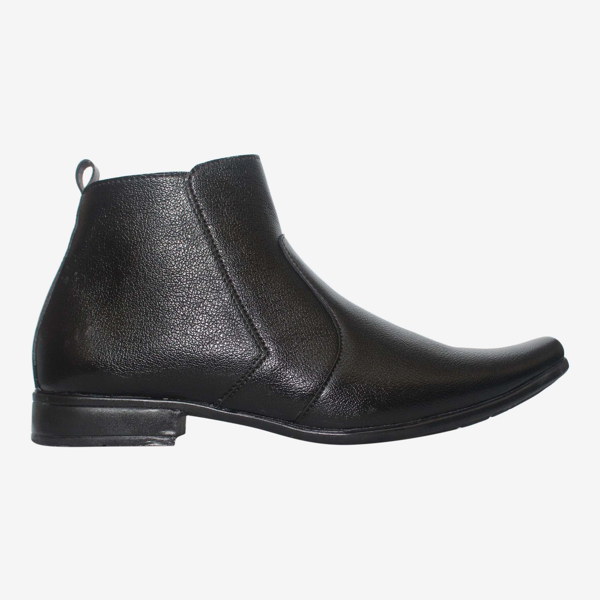 Men Black Zipper Ankle Genuine Leather Boots - Leather Skin Shop