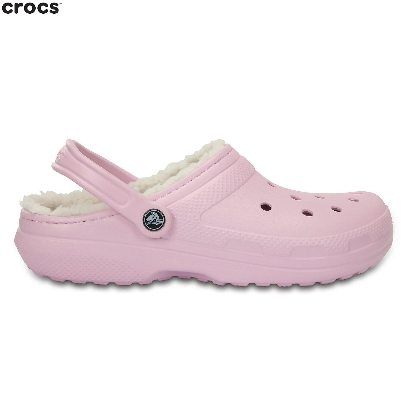 light pink crocs with fur