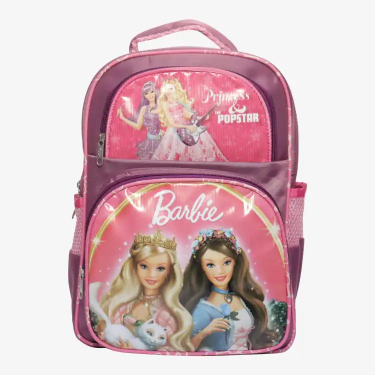 Girls Pink 3D Barbie Movie Film School Bag Backpack Rucksack
