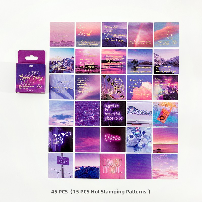 Panda Online 45PCS The Instantaneous Light Series Hot Stamping Stickers ...