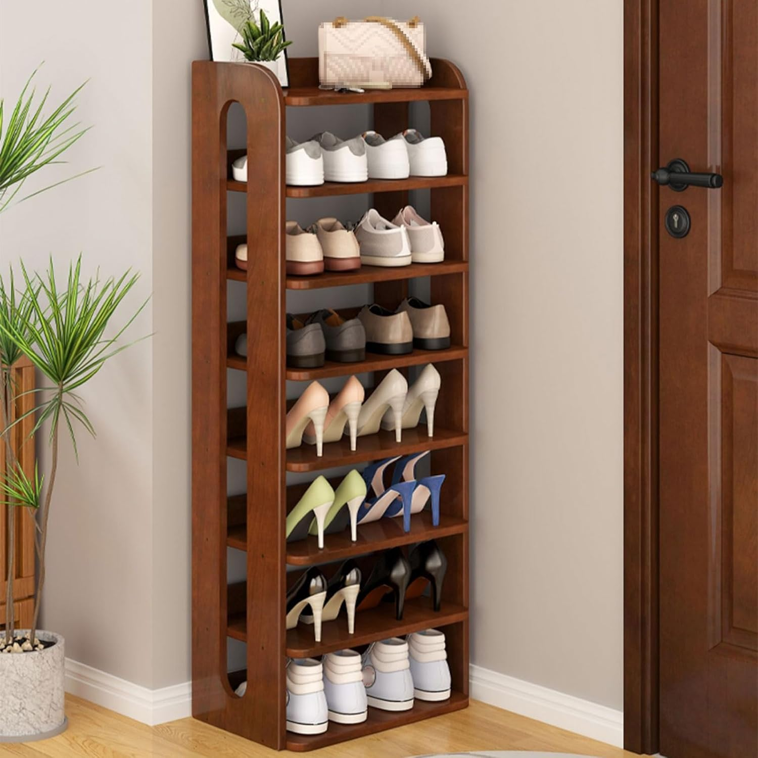Open Shoe Rack Rvt Vertical Open Shoe Racks Cabinet 8-Tier Wooden Shoe Rack Storage for ...